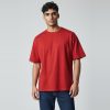 Model wearing red plain t-shirt, colour code #C8102E – Bulk Cloth Store