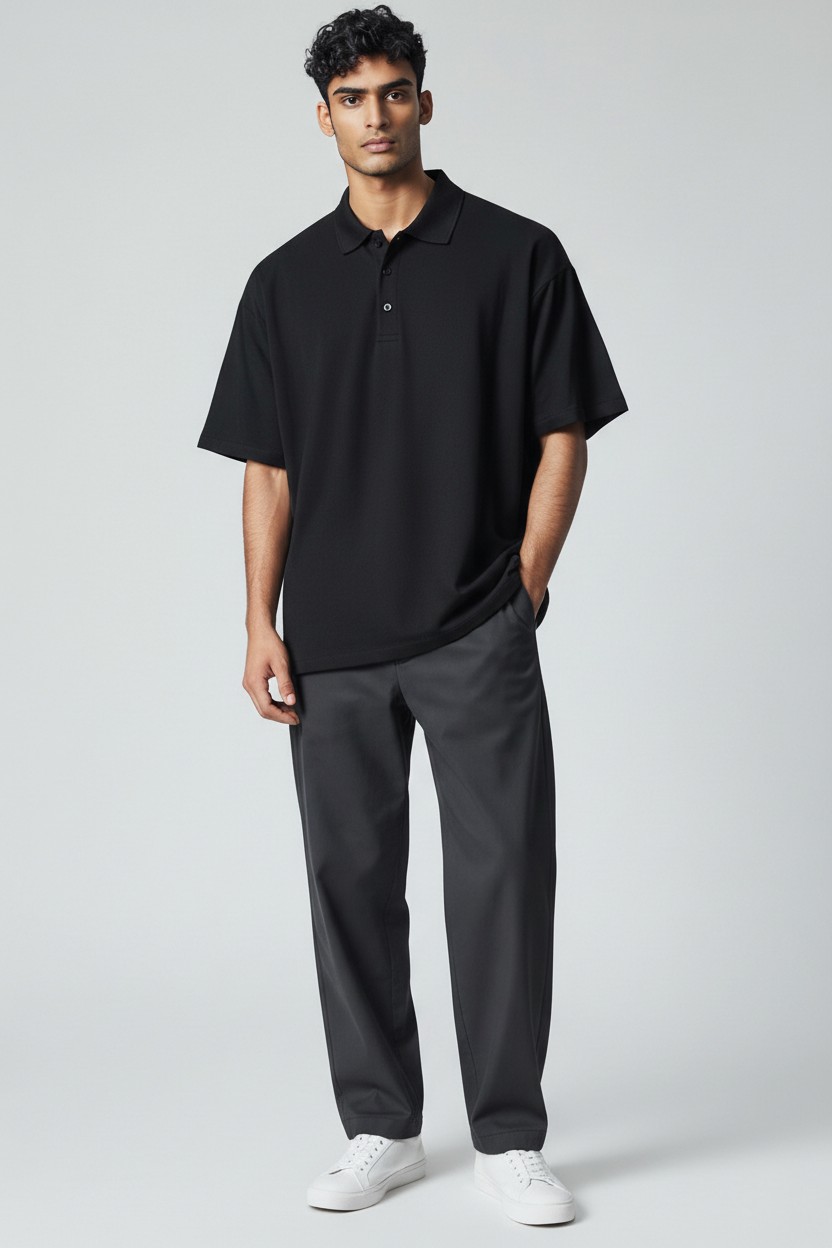 Honeycomb Polo T-Shirt - Cotton Matty Bio Wash 200 GSM - model photo