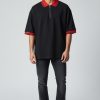 Zip Polo T-Shirt with Contrast Collar - Fake Cotton Lycra 220 GSM - model photo