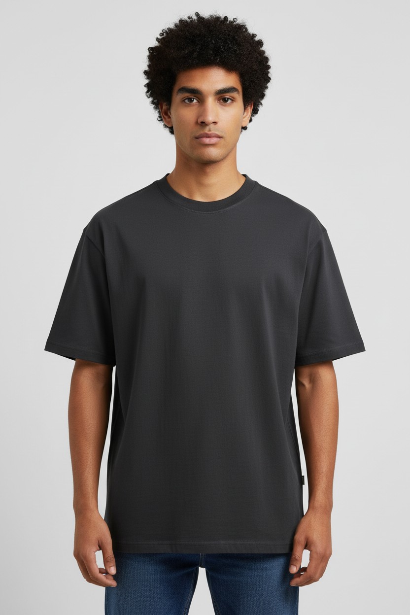 Oversized T-Shirt - French Terry 100% Cotton 240 GSM - model photo