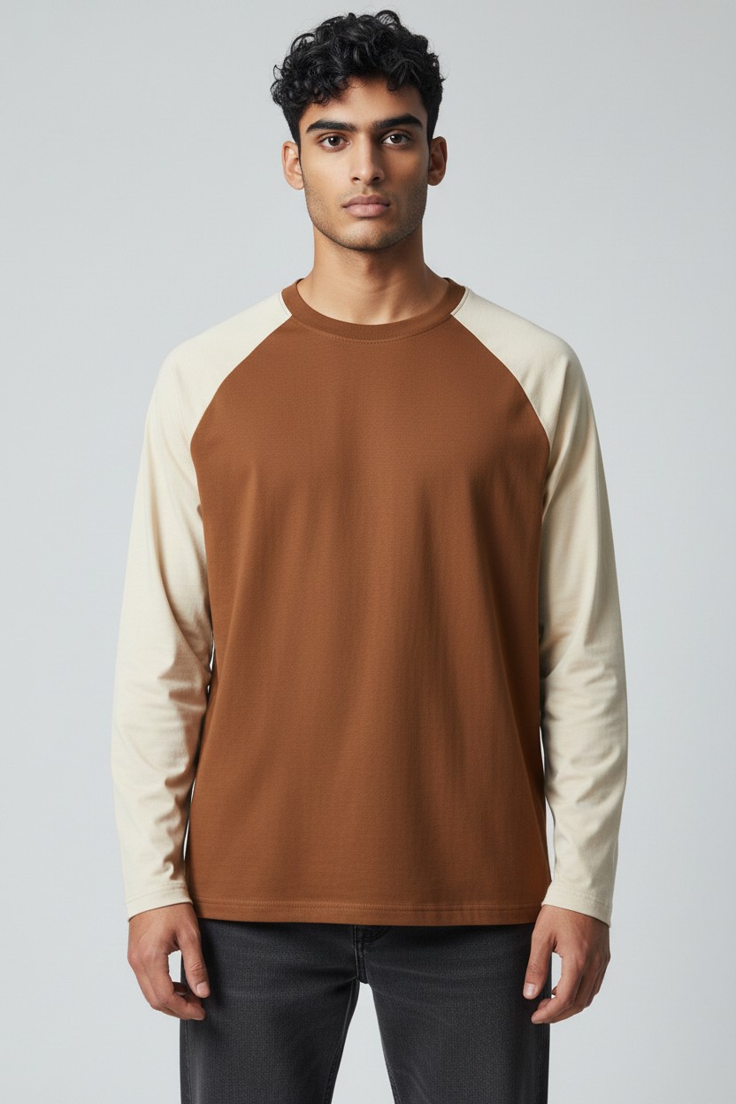 Raglan Full Sleeve T-Shirt - Lycra Cotton 210 GSM - model photo