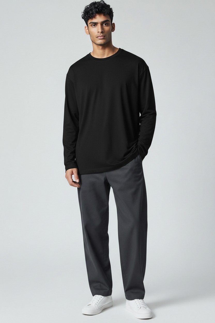 Full Sleeve T-Shirt - Pure Cotton Waffle 200 GSM - model photo
